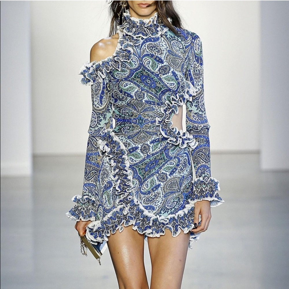 Zimmermann Blue and White Paisley Mini Dress